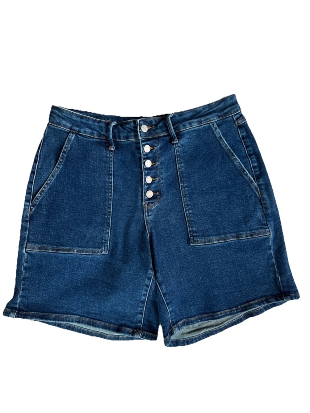 Judy Blue 1XL Blue High-Rise Button Front Denim cargo Shorts